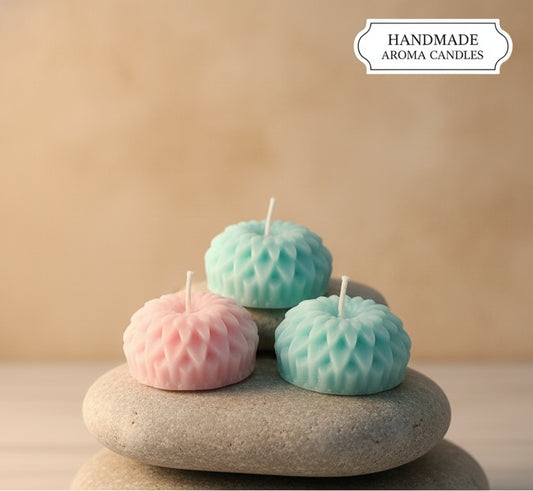 Handmade Diwali Aroma Candles – Flower Design | Soothing Pastel Collection (Set of 12)
