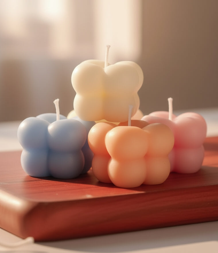 Aesthetic Diwali Candles – Bubble Design (Set of 5)