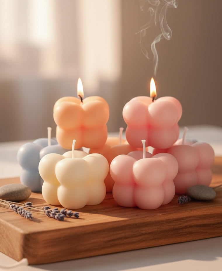 Aesthetic Diwali Candles – Bubble Design (Set of 5)